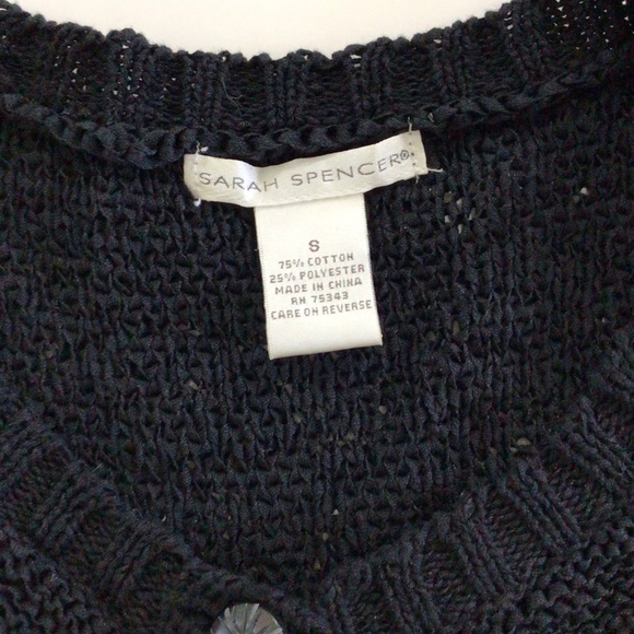Sarah Spencer Womens Black Open Knit One Button Sweater, 8 - Picture 2 of 2